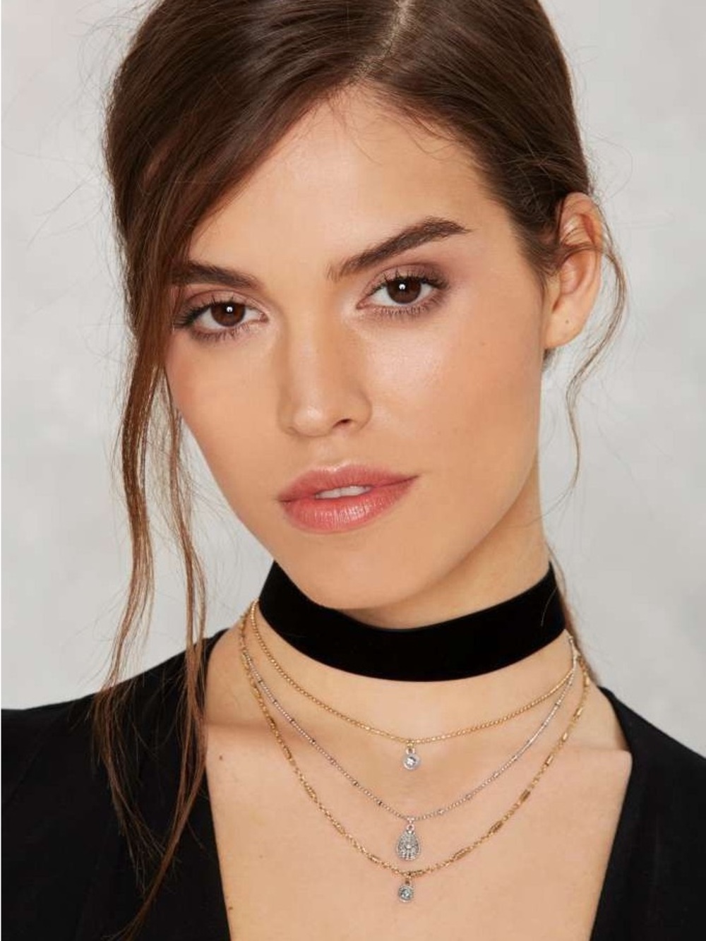 Layered Gold and Black Velvet Choker Necklace Set